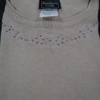 Southern Lady Sweater Womens Small NWT Y2K Buff Beige Embroidered Knit Top 122K - take2supply