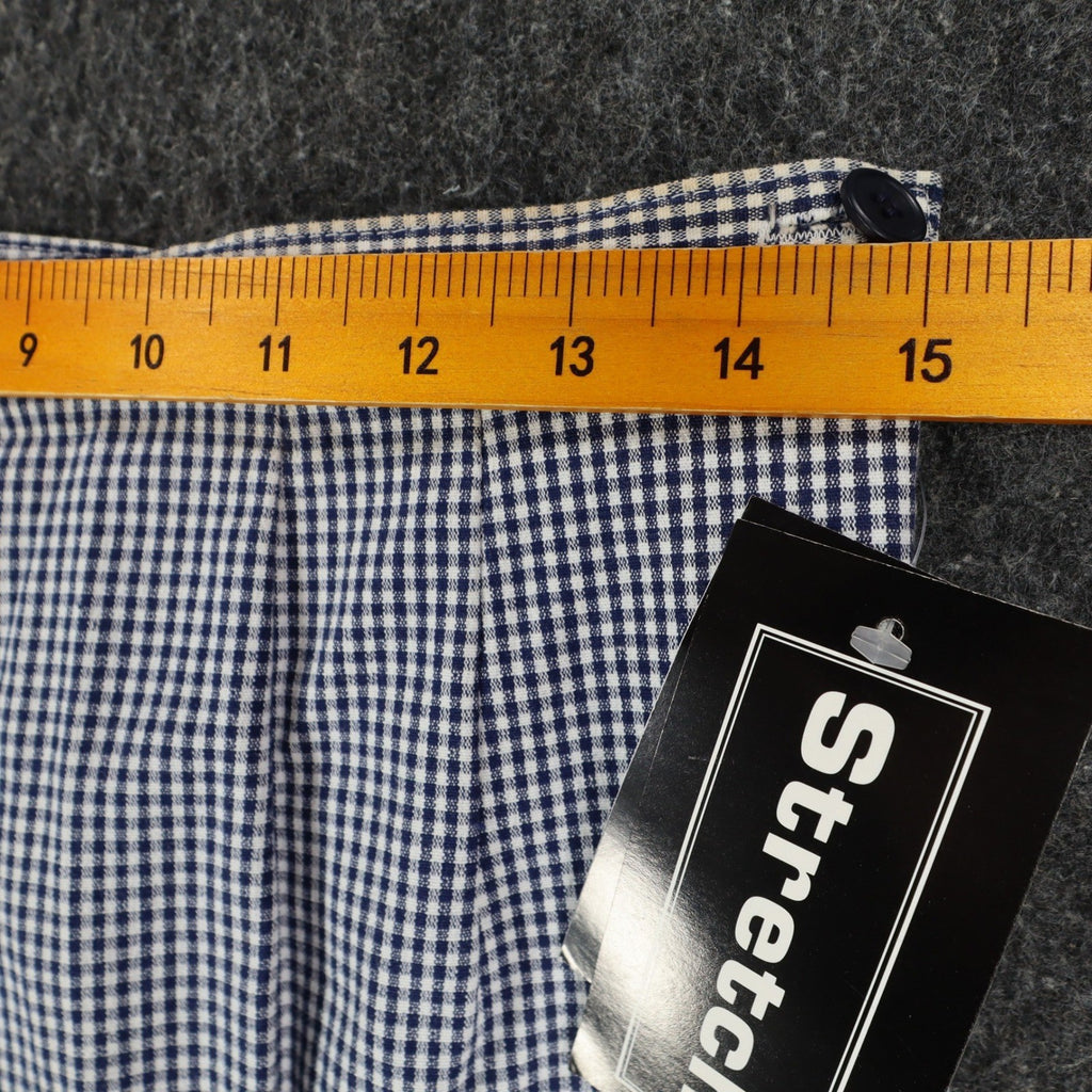 Southern Lady Pants Womens 12 Navy White Gingham Cotton Stretch Side Zip NOS - take2supply