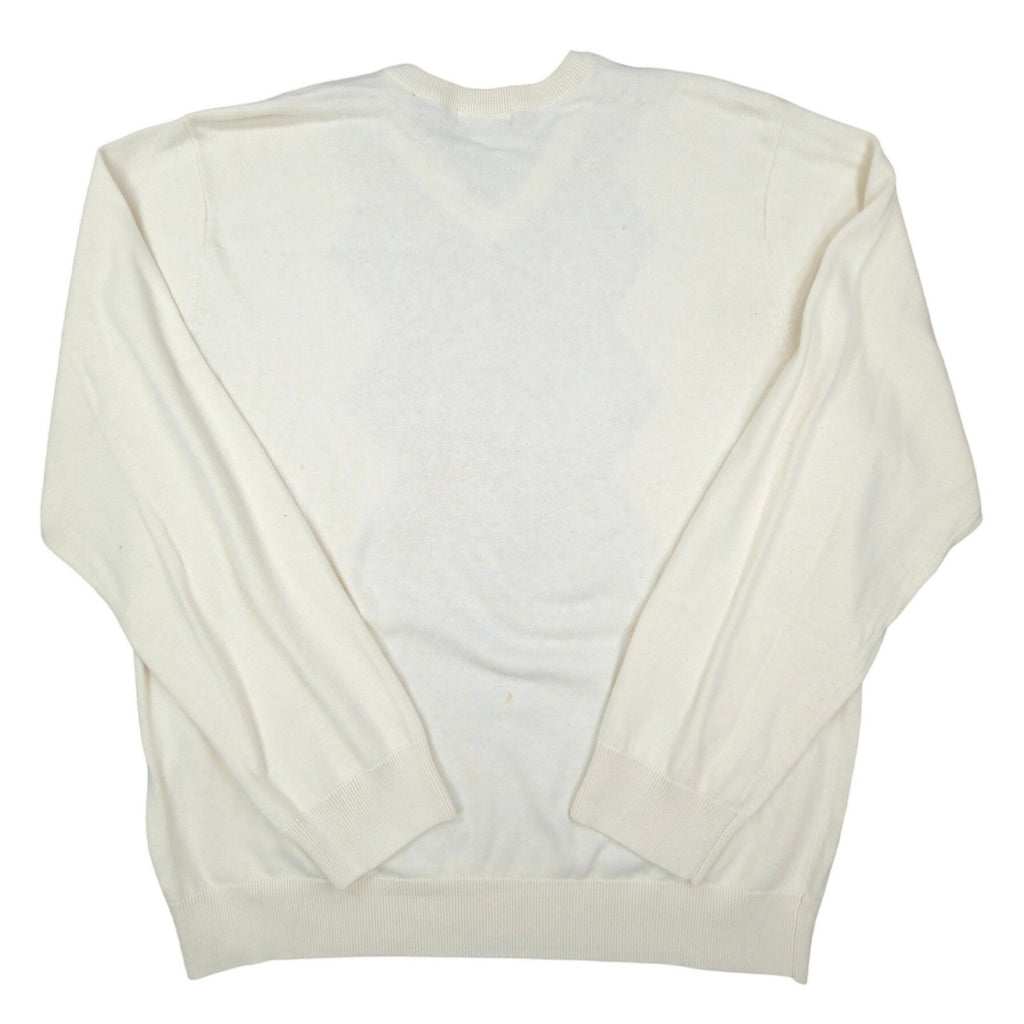 Van Heusen Argyle V-Neck Sweater Mens XL Cream Brown Grey Cotton NWT - take2supply