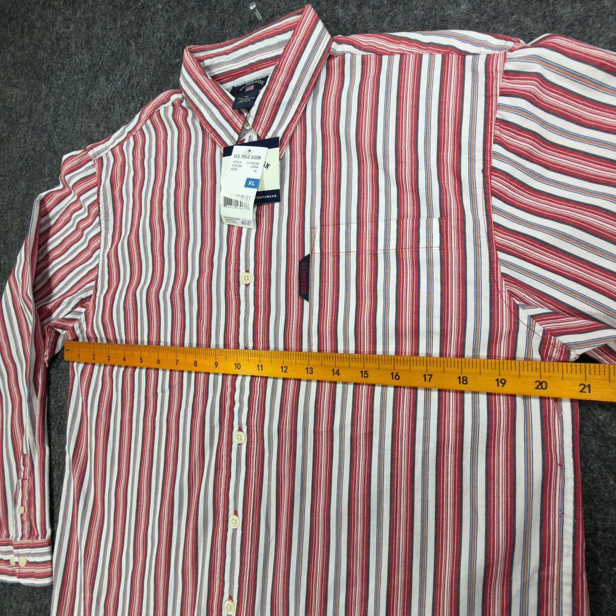 US Polo Assn Striped Button Down Shirt Mens XL Red White Cotton NWT - take2supply