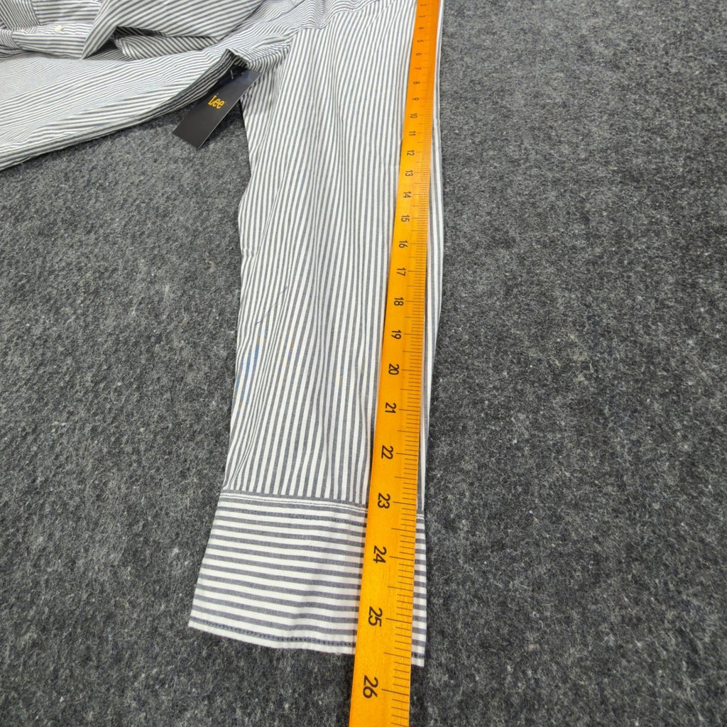 Lee Men XL Ecru Stripe Button Down Shirt Long Sleeve Cotton Stretch NWT C451 - take2supply