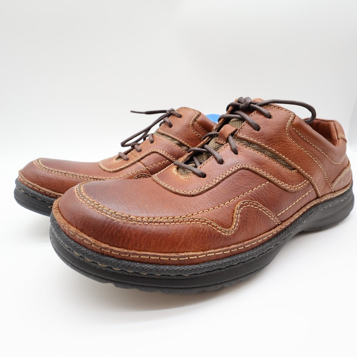 Hush Puppies Pathway Oxford Shoes Mens 9 M Tan Leather OrthoLite Bounce H100746 - take2supply