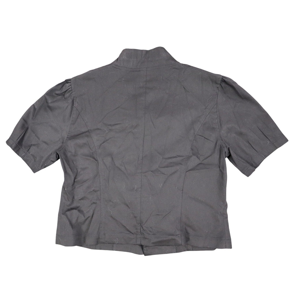 Sharagano Studio Jacket Womens M Black Short Puff Sleeve Cropped Cotton 182674 - take2supply