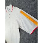 Vintage Cotton Deluxe Casuals Polo Shirt Mens Large Gray Red ZigZag Collar 90s - take2supply