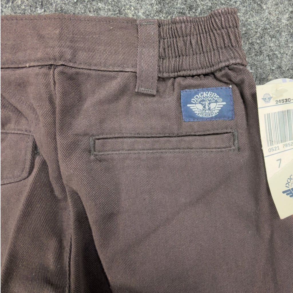 Dockers Vintage 90s Pleated Chino Pants Boys 7 Brown Cotton Slim NWT - take2supply