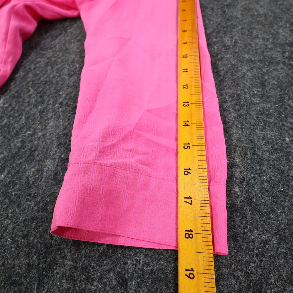 Claudia Richard Blouse Womens Small Pink Vintage 90s Roll Tab Sleeve Textured - take2supply