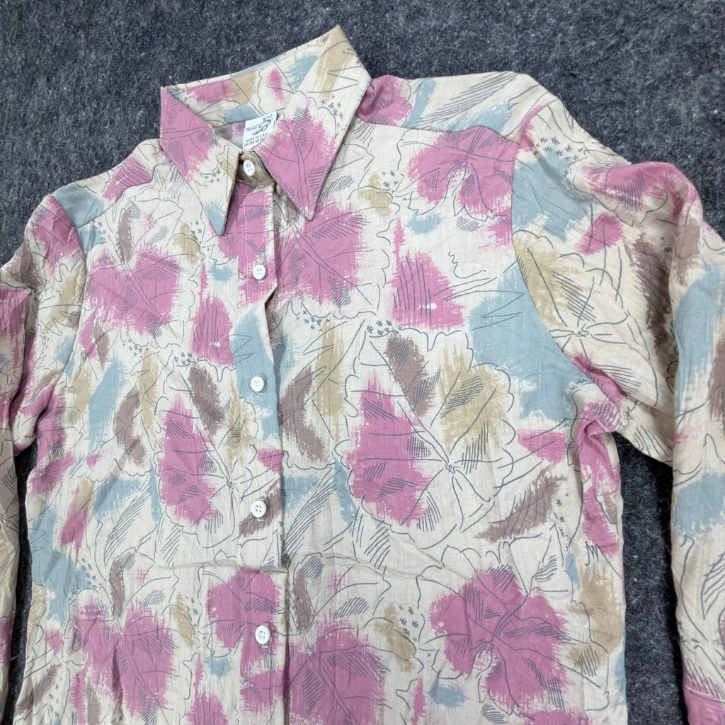 Miss B Vintage 80s Floral Button Up Shirt Womens 9/10 Pink Blue NWT Deadstock - take2supply