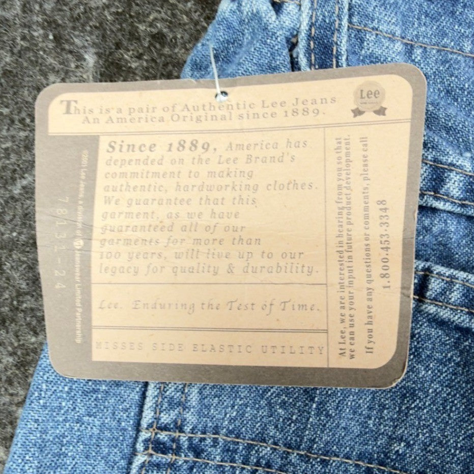 Lee Vintage 90s Side Elastic Utility Jeans Womens 8 M Blue Denim Made in USA NWT - take2supply