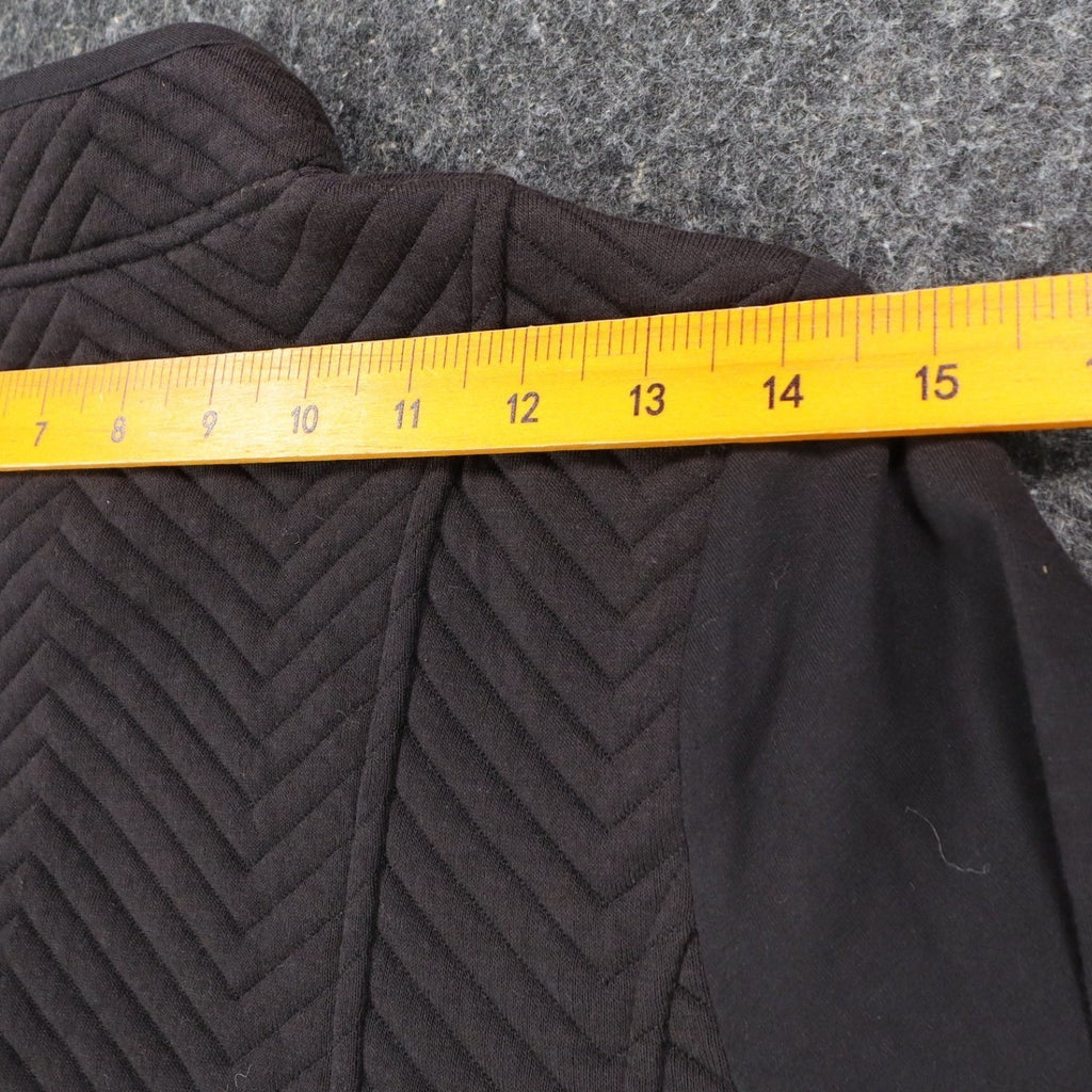 Erin London Quilted Zip Jacket Womens Small Black Chevron Mock Neck Grommet NEW - take2supply
