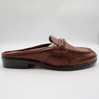 g.WIZ Faye Mule Loafers Womens 6.5M Vintage Brown Leather Woven Metal Detail - take2supply