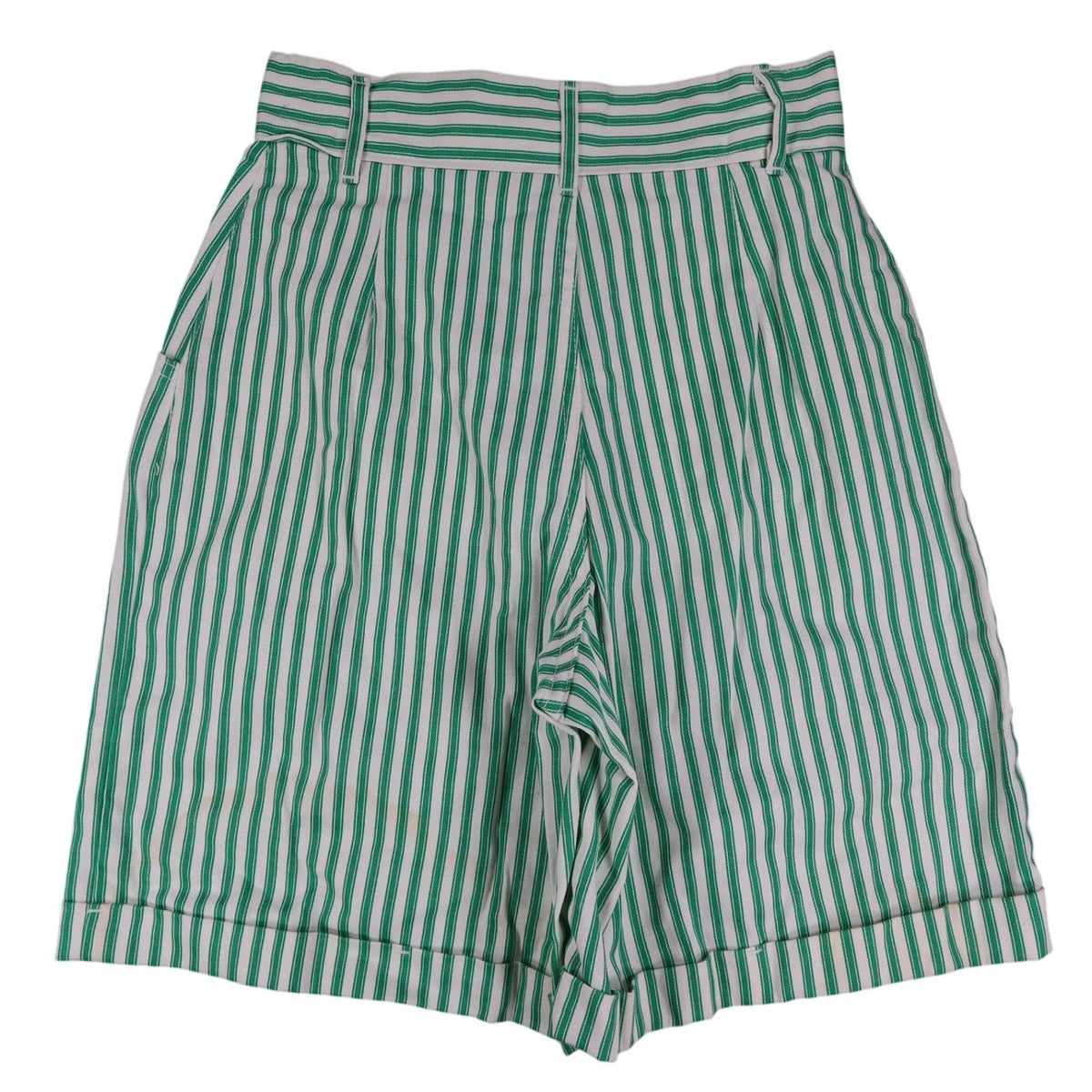Hang Ten Shorts Womens 3/4 Vintage 80s Green White Striped Cotton High Waist NWT - take2supply
