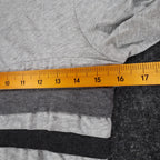 Democracy Top Womens Small Gray Striped Ruffle Front Long Sleeve Rayon Stretch - take2supply