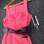 XOXO Sheath Dress Womens 9/10 Pink Cotton Stretch Belted Block Party 5897CBN5 - take2supply