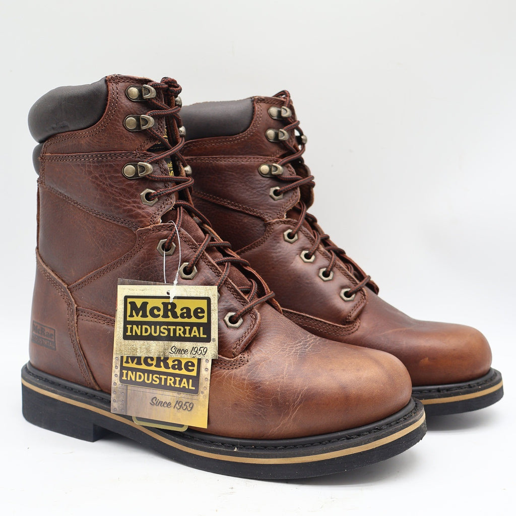 McRae Industrial Work Boots Mens 9.5 Brown Leather EH NST Lace Up MR88122 NEW - take2supply