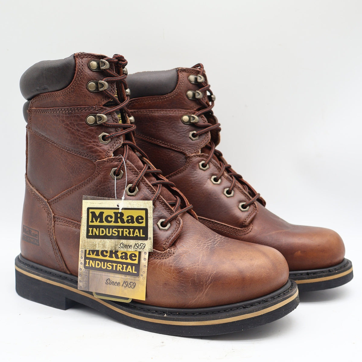 McRae Industrial Work Boots Mens 9.5 Brown Leather EH NST Lace Up MR88122 NEW - take2supply
