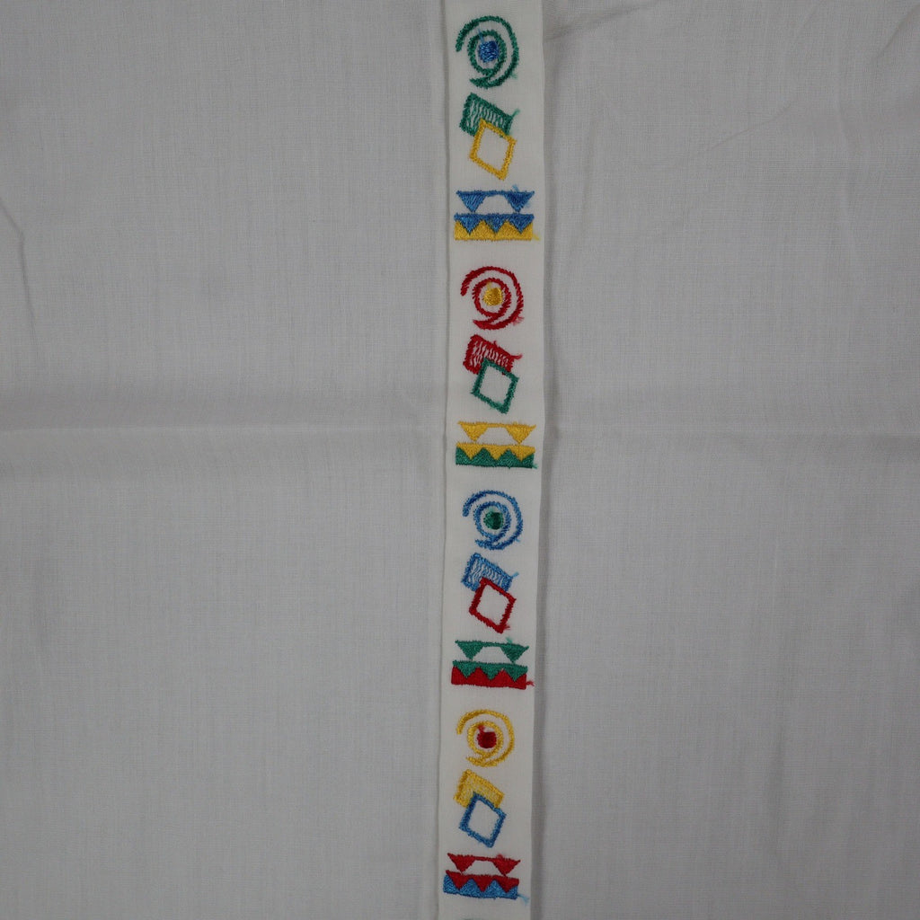 Xtrovert Blouse Womens 10 White Geometric Embroidered Short Sleeve USA NOS NWT - take2supply