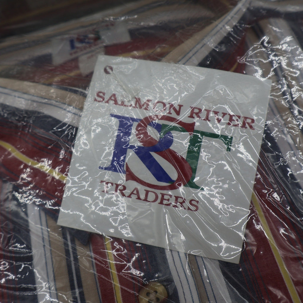 Salmon River Traders Shirt Mens XL NWT Striped Short Sleeve Button Front Red - take2supply
