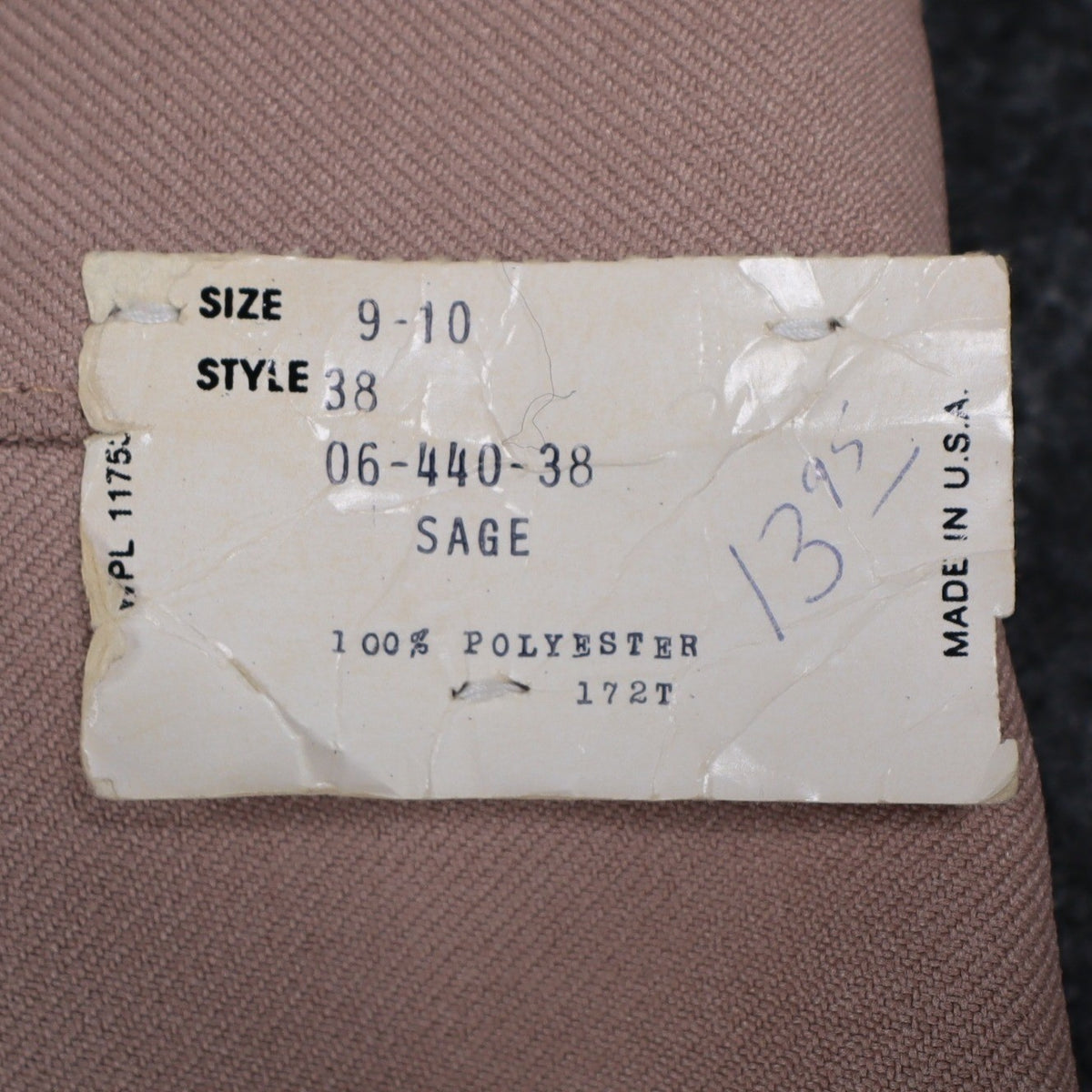 Vintage 70s High Rise Trousers Size 9-10 Deadstock Tan Beige Polyester USA C989 - take2supply