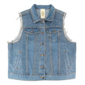 Vocal Denim Vest Womens XL Blue Cotton Studded Rhinestone Frayed Raw Edge Vest - take2supply