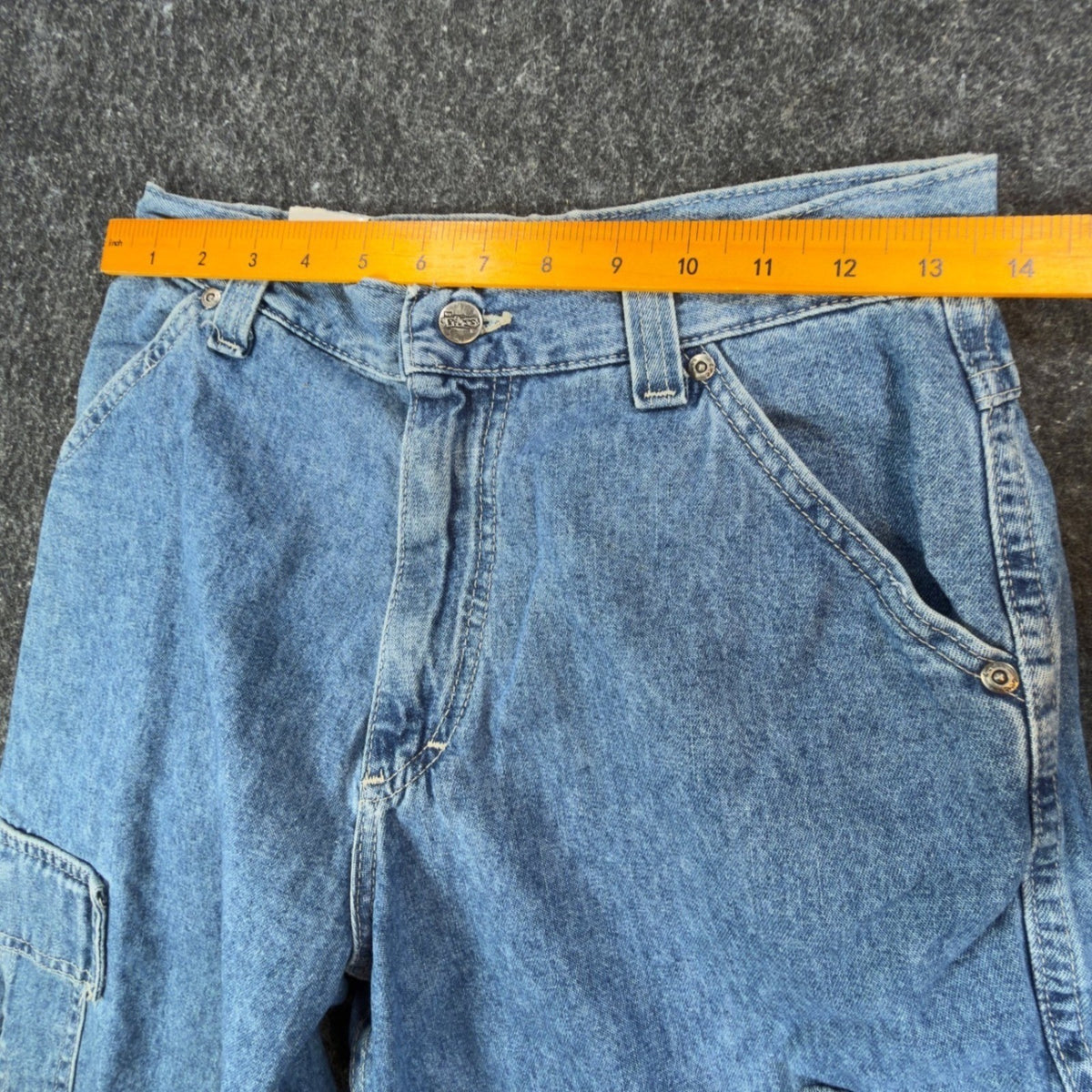 Lee Pipes Vintage 90s Skater Cargo Shorts Boys M Blue Denim NOS Deadstock USA - take2supply