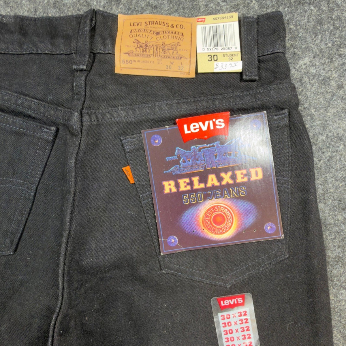 Levi's Vintage 90s 550 Relaxed Jeans Student 30x32 Black Made in USA NWT C100 - take2supply