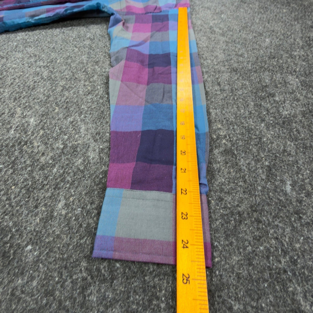 Career Club Vintage 90s Plaid Button Down Mens M Blue Purple Excellent - take2supply