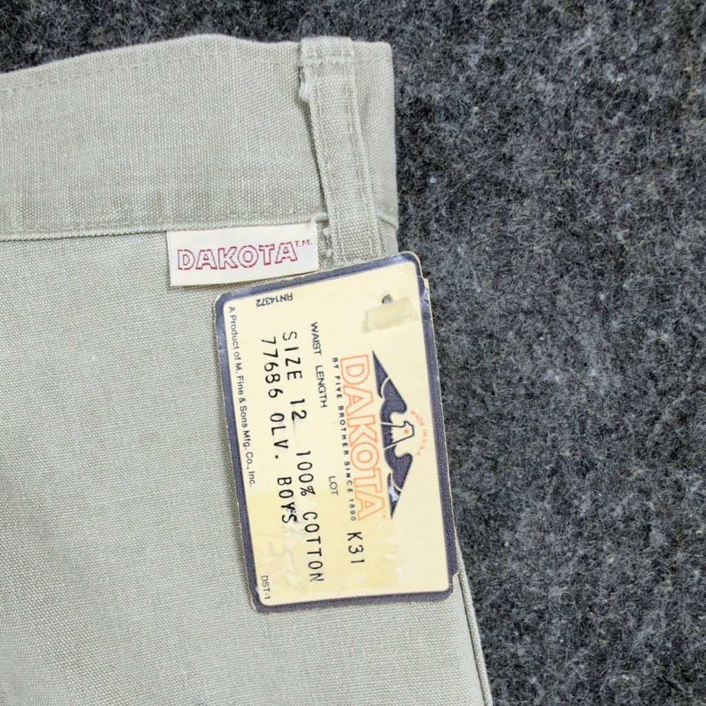 Dakota Vintage 70s Cargo Pants Boys 12 Olive Tan Cotton NWT USA Made Deadstock - take2supply