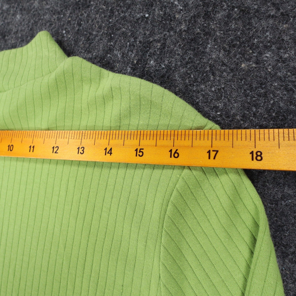 Nikki Mock Neck Top Small Y2K Granny Smith Green Ribbed Long Sleeve 44U5 NEW - take2supply