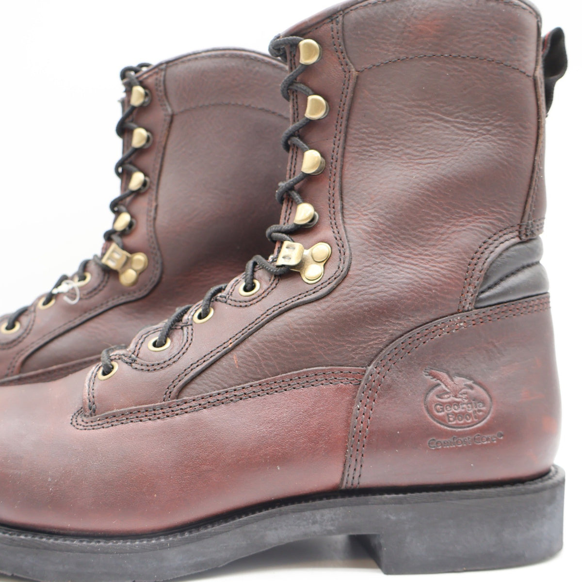 Close-up of the Georgia Boot ankle emblem and side stitching