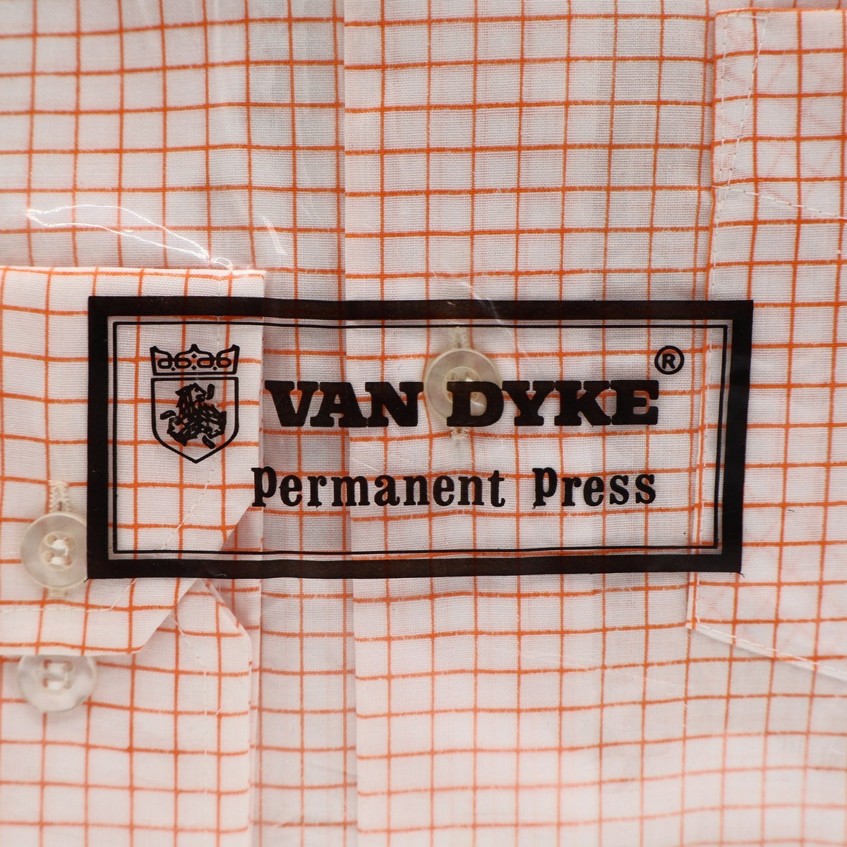 Van Dyke Grid Shirt Boys 10 Vintage Deadstock Orange White Permanent Press - take2supply