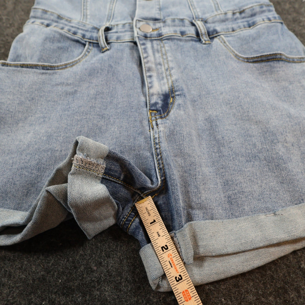 Jeans Romper Womens Small Light Blue Denim Cotton Blend Slim Fit Utility - take2supply