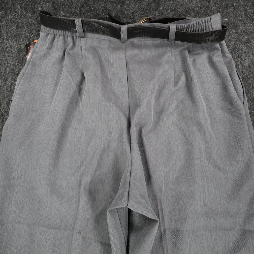 Sara Michelle Pants Womens 18 Gray Belted High Rise Dress Trousers USA NWT NOS - take2supply