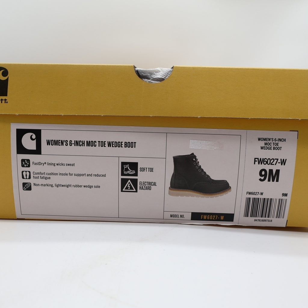 Carhartt Moc Toe Wedge Boot Women 9 Black Leather Work Boots FW6027-W New - take2supply