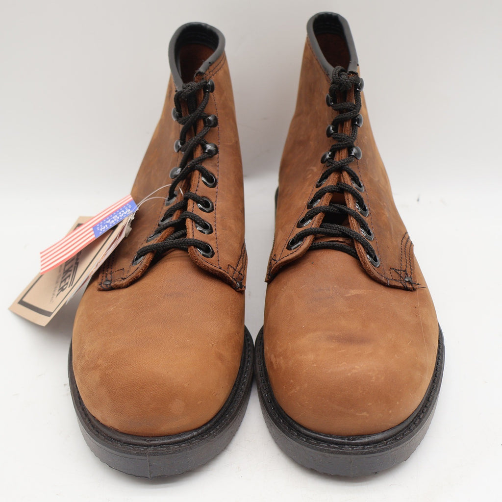 Walker Work Boots Mens 10 D Vintage Made in USA Brown Leather Lace Up 685 NEW - take2supply