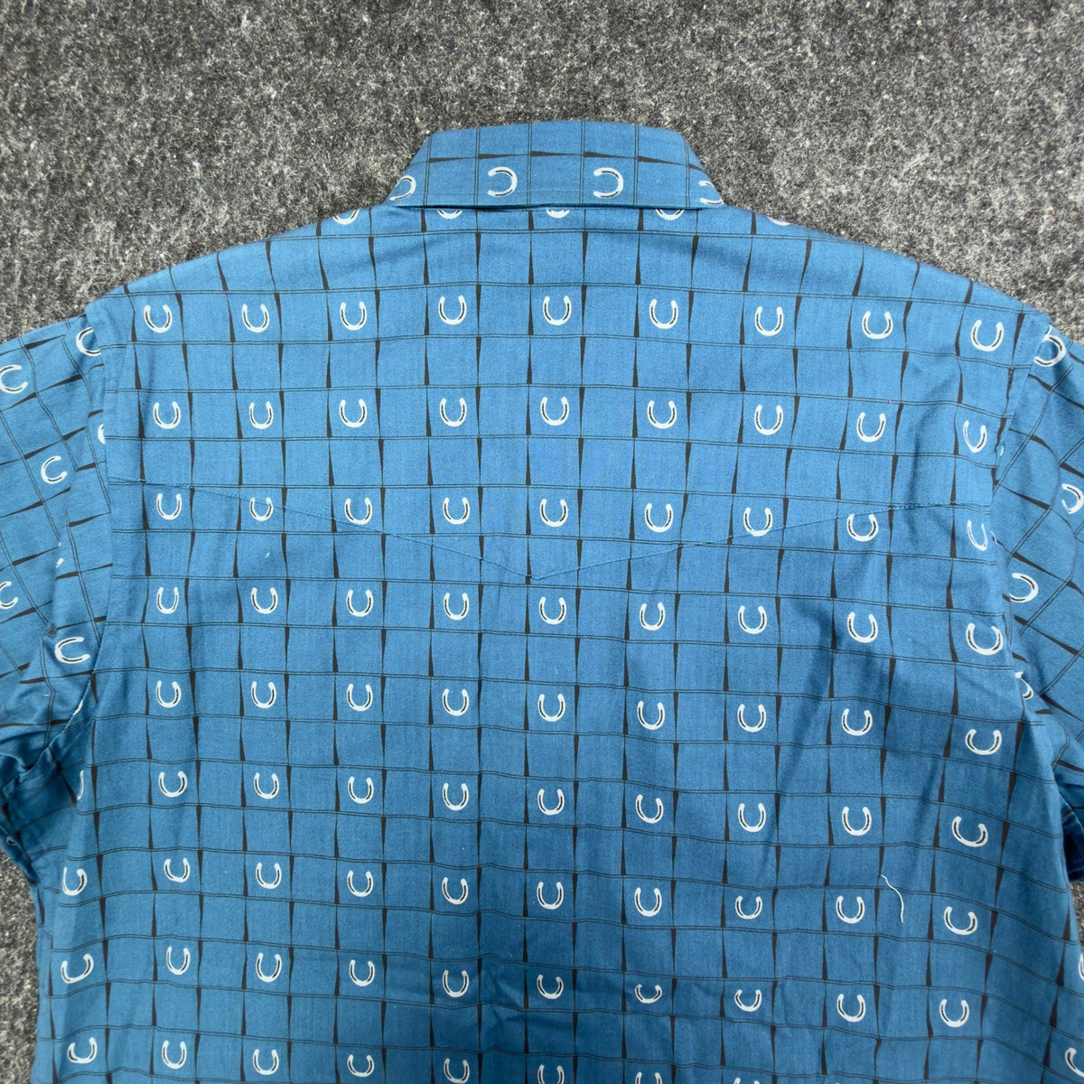 Cumberland Outfitters Y2K Western Shirt Mens L Blue Cotton Horseshoe NWT C455 - take2supply