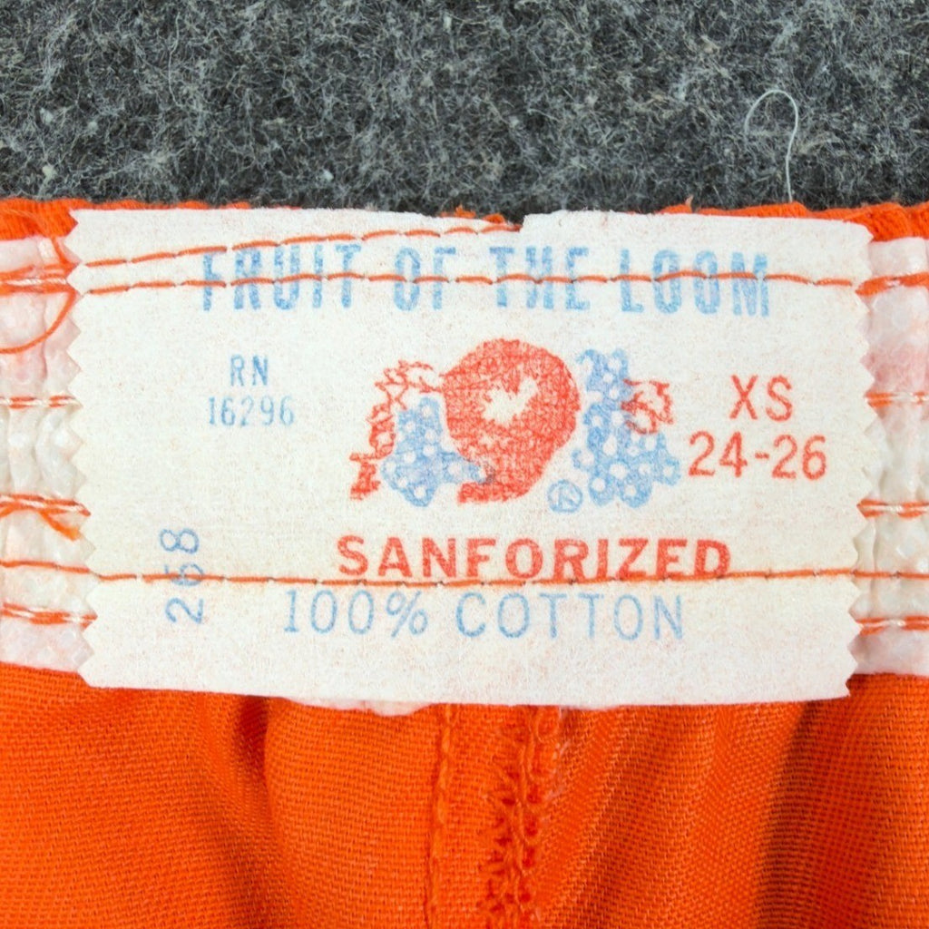 Fruit of the Loom Vintage 70s Gym Shorts Youth XS 24-26 Orange Cotton NWT - take2supply