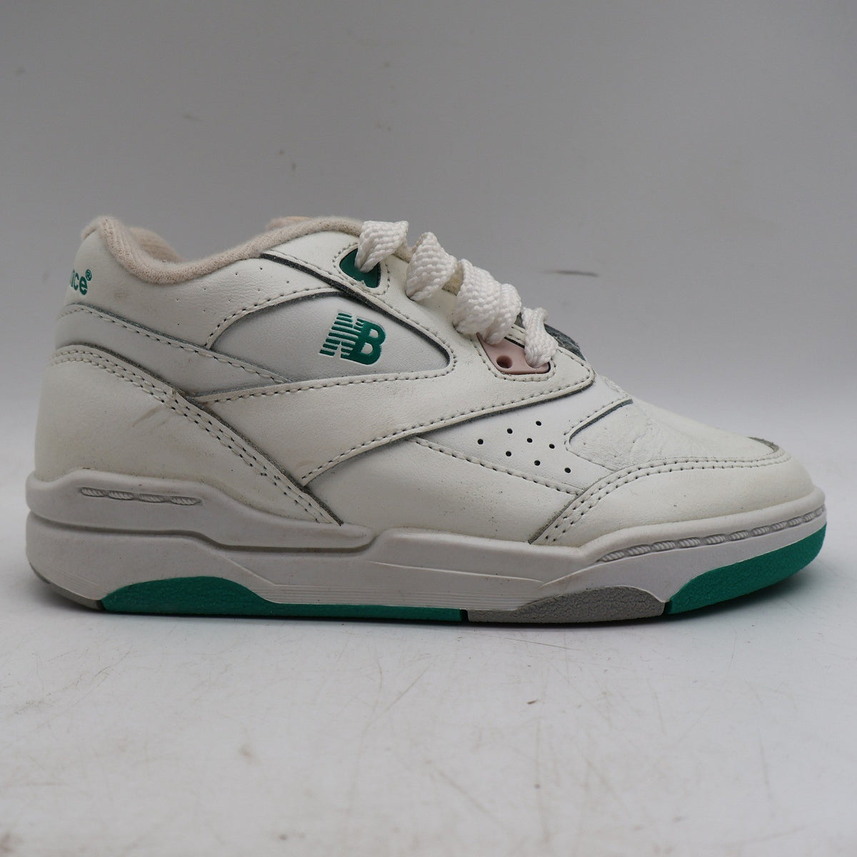 New Balance KC500GR Shoes Kids 11.5 M Vintage 90s White Green Leather Deadstock - take2supply