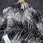 Erin London Cardigan Small Black Cream Palm Leaf Ruched Sleeve Open Front NWT - take2supply