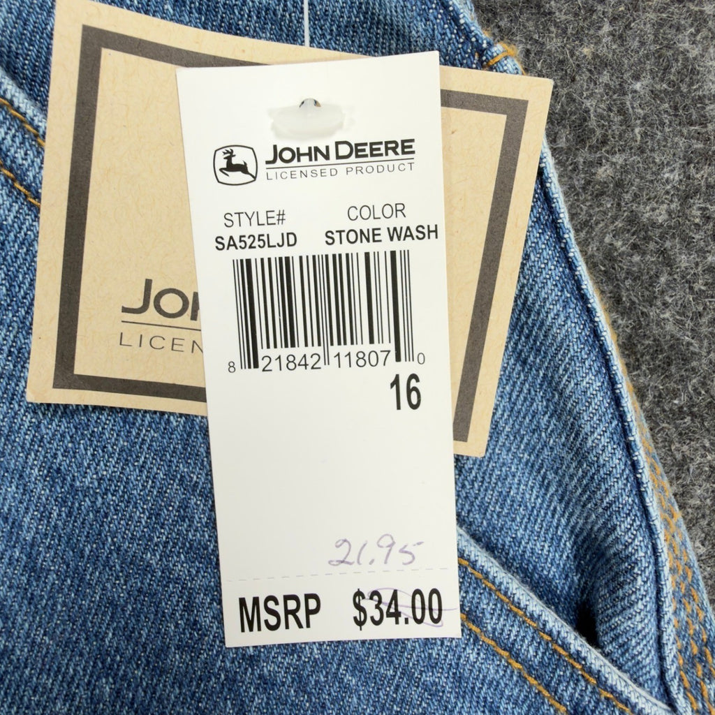 John Deere Y2K Carpenter Denim Shorts Boys 16 Stone Wash Blue NWT Vintage Style - take2supply