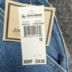 John Deere Y2K Carpenter Denim Shorts Boys 16 Stone Wash Blue NWT Vintage Style - take2supply