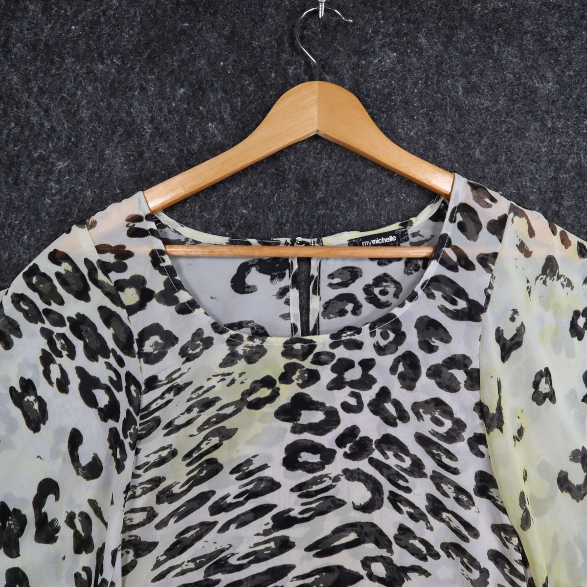 mymichelle Leopard Print Blouse Womens XL Sheer Chiffon Dolman Sleeve Top New - take2supply