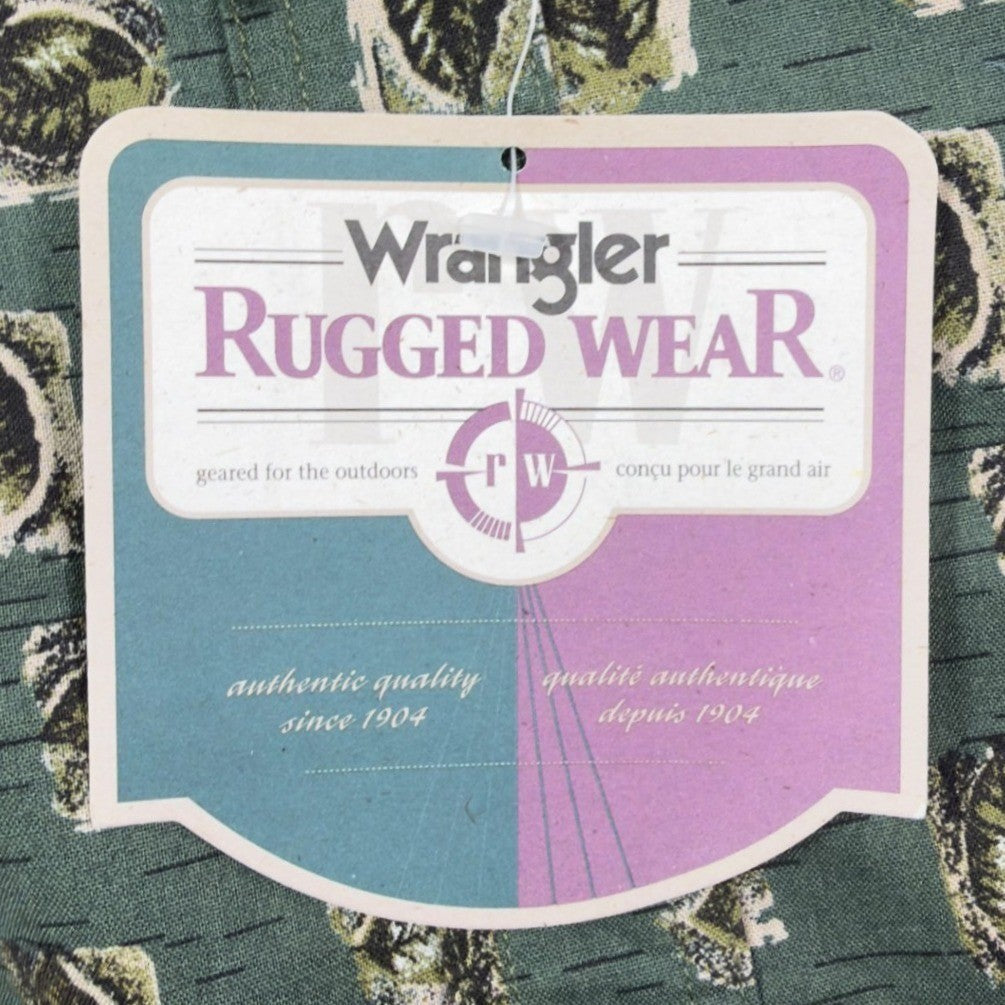 Wrangler Rugged Wear Leaf Print Shirt Mens M Green Cotton NWT R960LLV New - take2supply