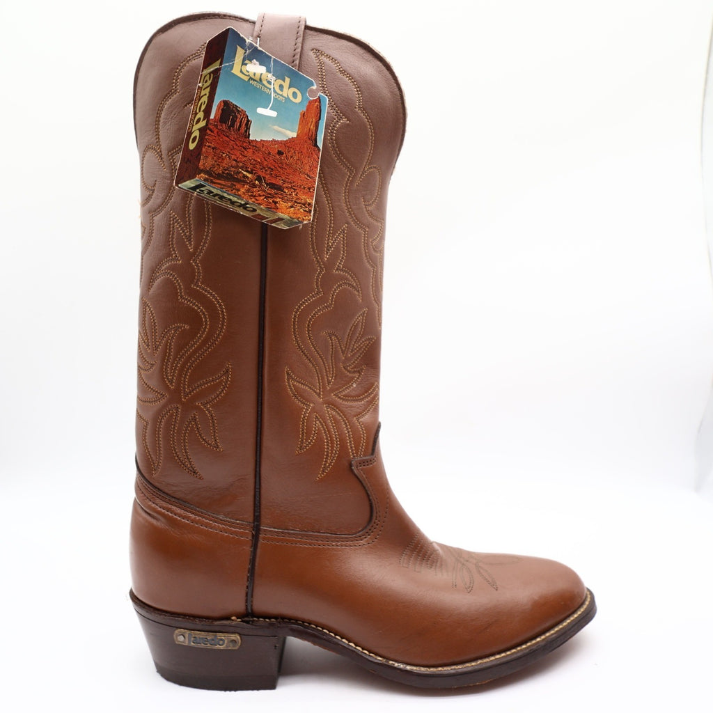 Laredo Vintage 90s Western Boots Mens 8 D Tan Brown Leather Cowboy 2786 NIB - take2supply