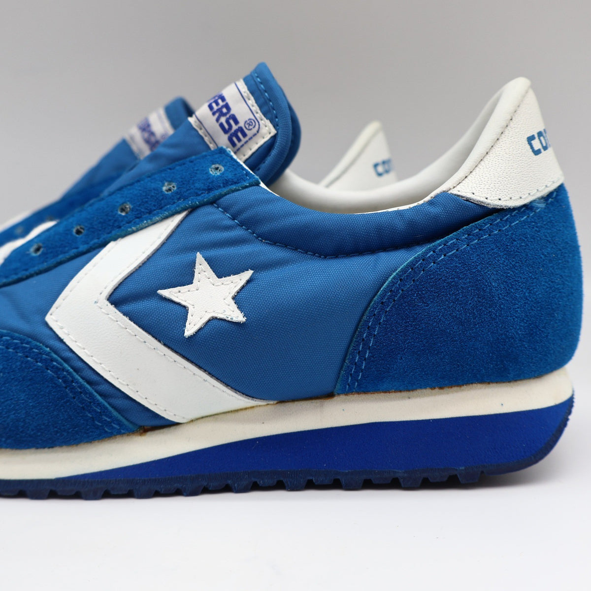 Converse Road Star Boy's Size 3 Vintage 80s Blue Nylon Suede Sneakers Deadstock - take2supply