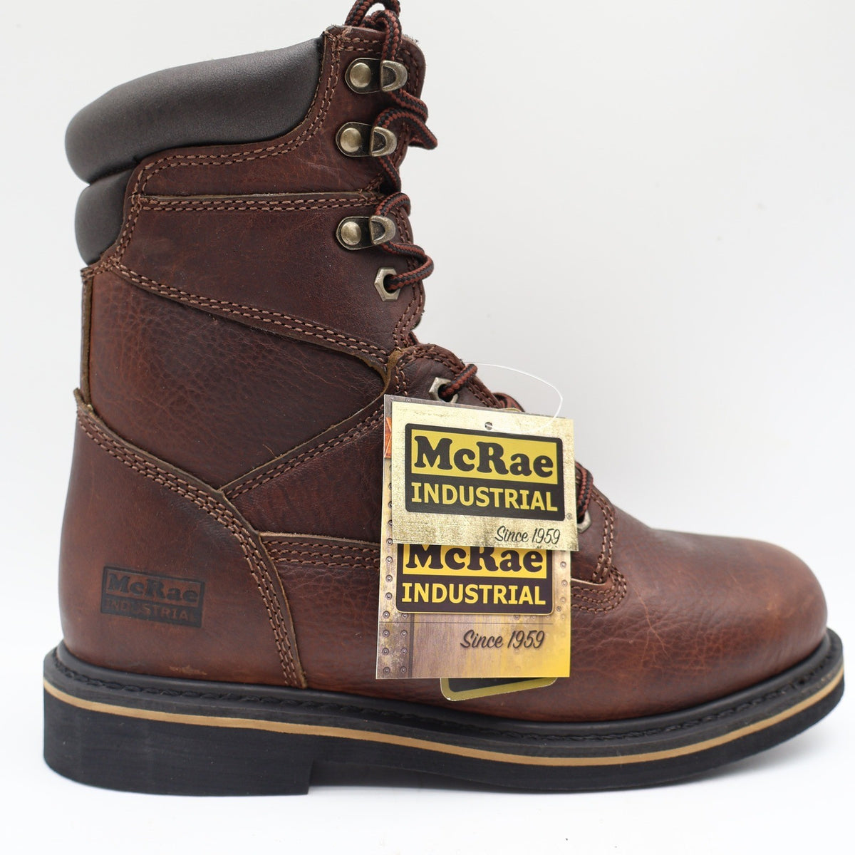 McRae Industrial Work Boots Mens 9 Brown Leather 8in NST Lace Up EH MR88122 - take2supply