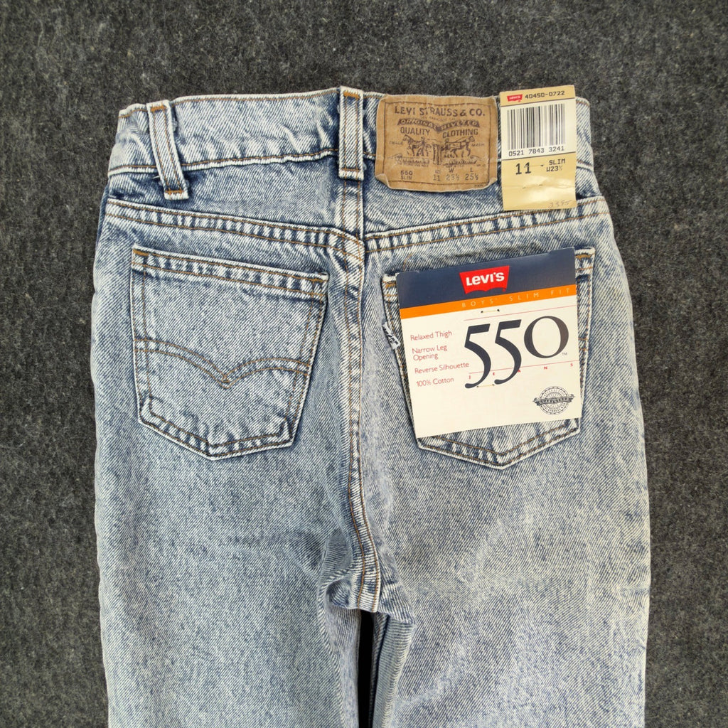Levis 550 Jeans Boys 11 Slim Vintage 90s Light Acid Wash Denim Made in USA NWT - take2supply
