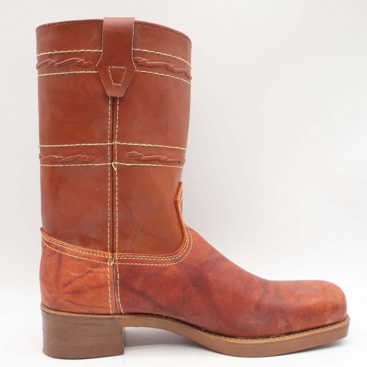 Acme Vintage Cowboy Boots Mens 5.5 D Tan Leather Western Square Toe 2418 USA - take2supply
