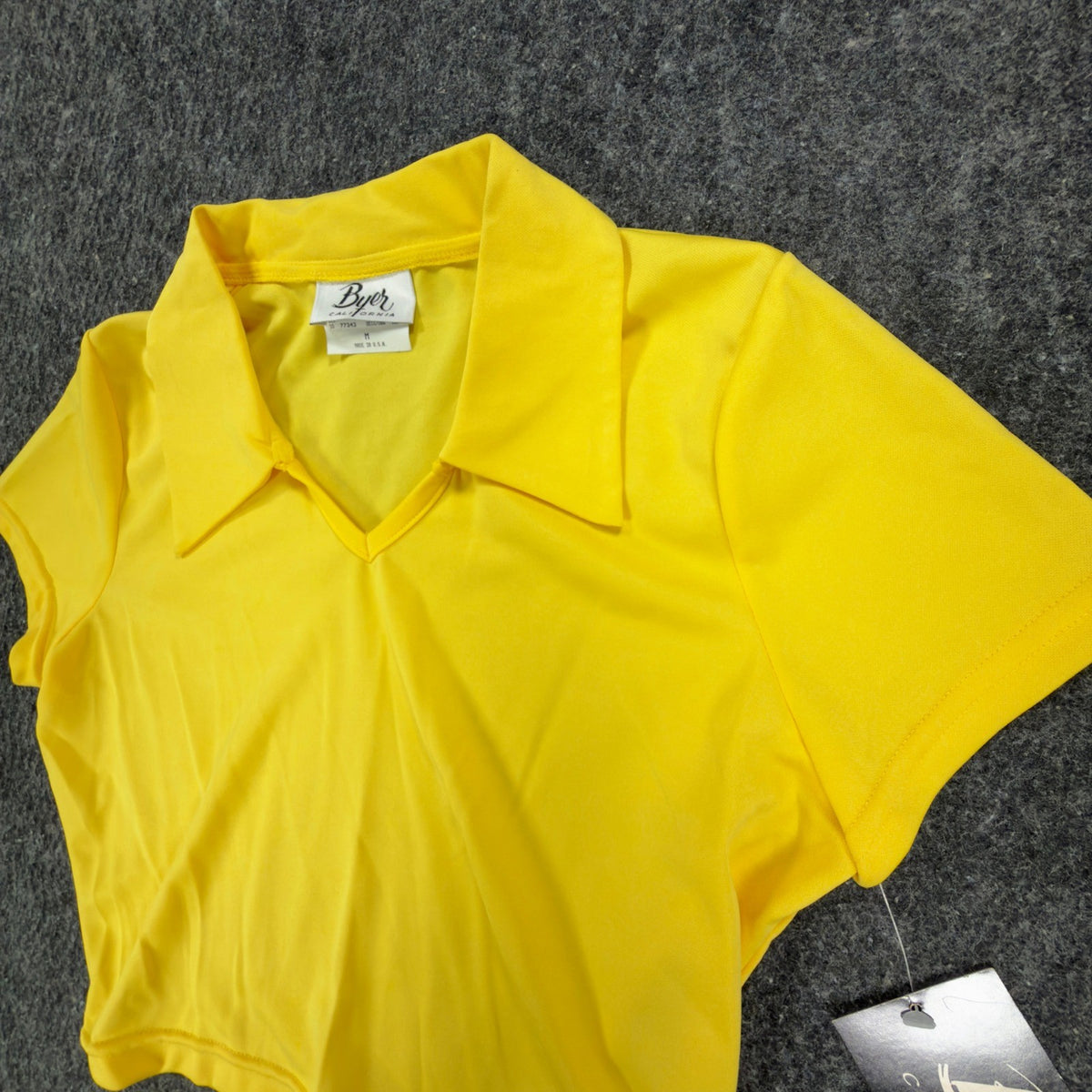 Byer California Vintage 90s Crop Polo Top Womens M Yellow Polyester NWT - take2supply