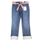 Tommy Hilfiger Jeans Womens 8 Vintage 2000s Low Rise Stretch Blue Floral Belt - take2supply