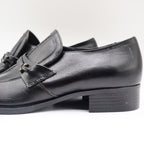 Fortune Shoes Loafers Mens 10 Vintage 70s Black Leather Square Toe Deadstock - take2supply